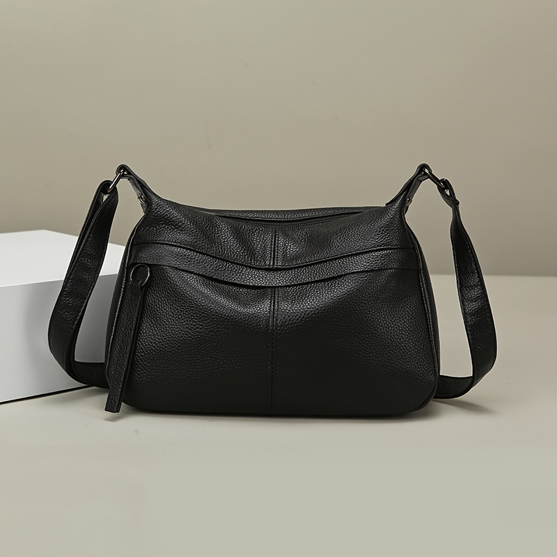 Image of Women's Genuine Top-grain Cowhide Genuine Leather Handbag & Crossbody Bag - Large Capacity Soft Cowhide Suitable For,, Travel, Adjustable Strap & Zipper Closure, Minimalist Shoulder Bag For, /