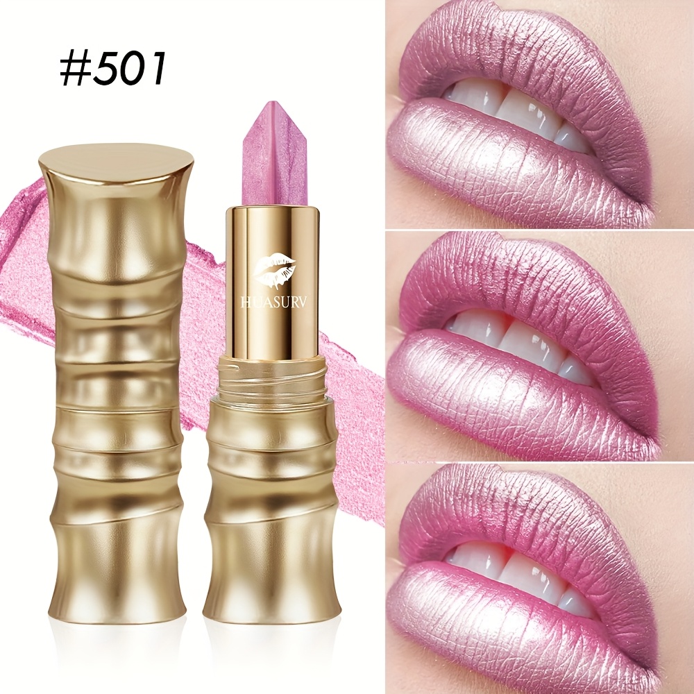 Image of [1pc][merry Christmas][christmas Gifts][gift For Girls] Huasurv Gradient Lipstick 2-in-1, Moisturizing, Gradient From Light Pink To Dark Pink, Long-, Shimmering Pearl Gradient Lipstick