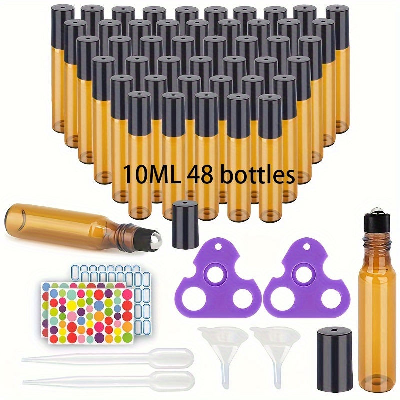 Image of 24pcs/48pcs Selling 5ml/10ml Amber Style Mini Refillable Perfume Samples , Essential Oil Bottles Portable Travel Size