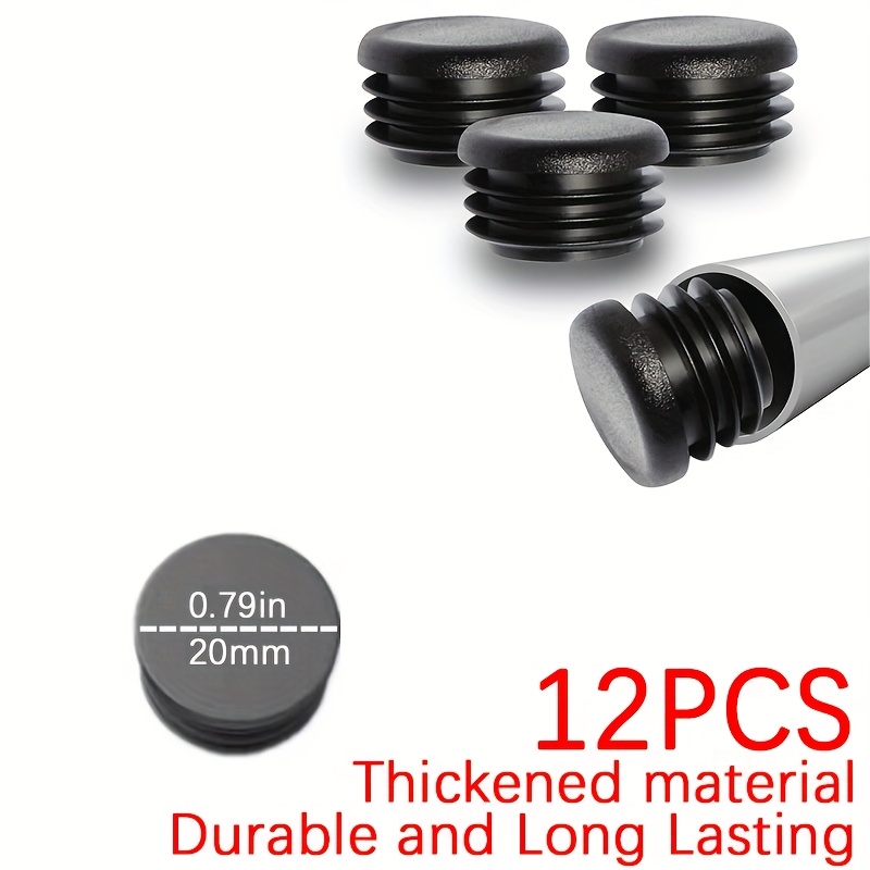 TEMU 12pcs Thickened Round Furniture Leg Caps, Heavy Duty Non-slip Floor Protectors, Plastic Hole Plugs For Chairs, Tables, Stools, Patio Furniture &