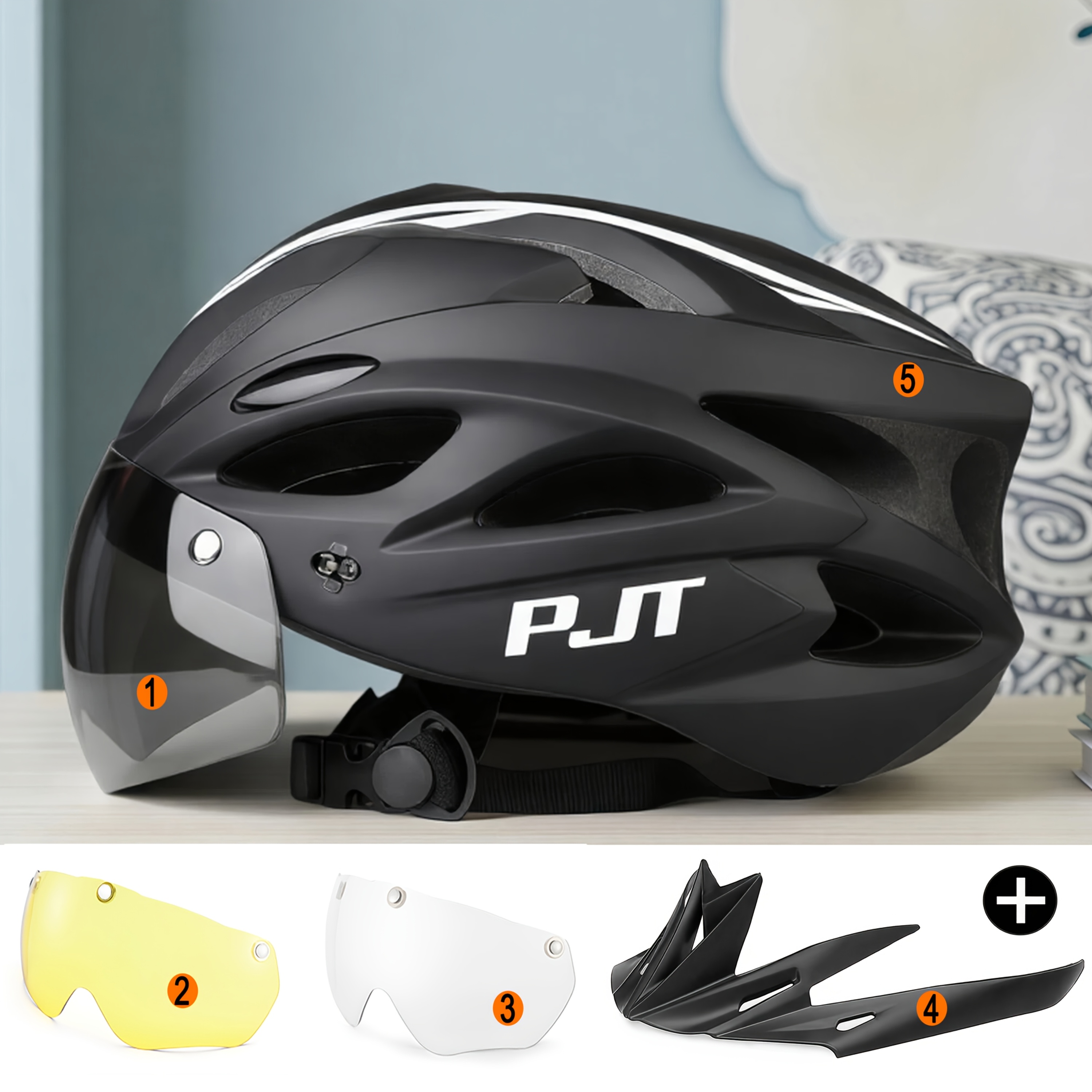 pjt matte detachable brim integrated goggle bicycle helmet high quality riding helmet high density eps bicycle riding helmet webbing adjustment system lining   have all   the safety helmet bicycle additions multiple riding   free  