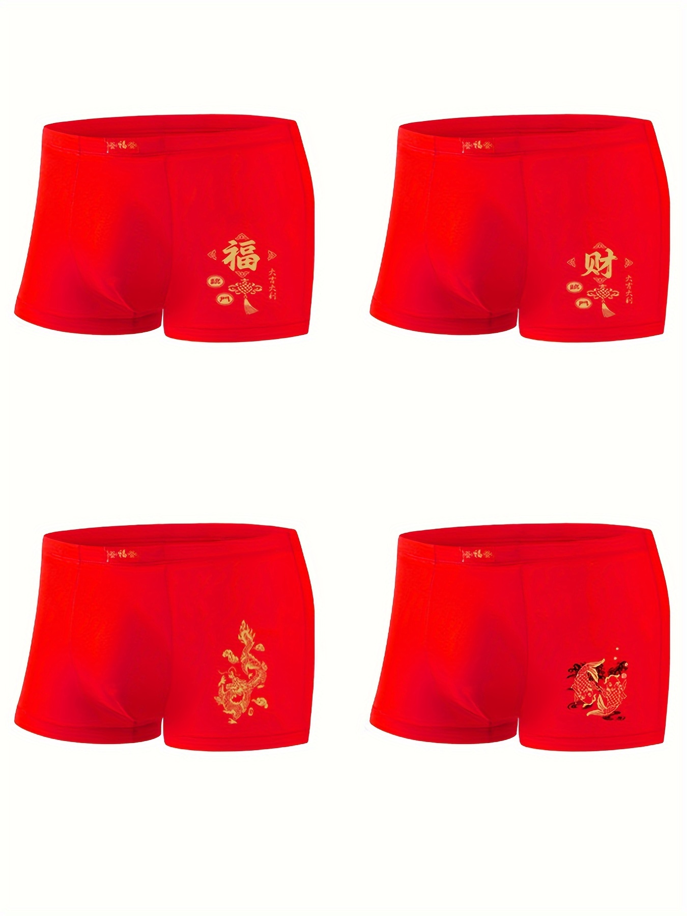 Kukuzhu Men Chinese New Year Lucky Red Underwear, Soft Stretch