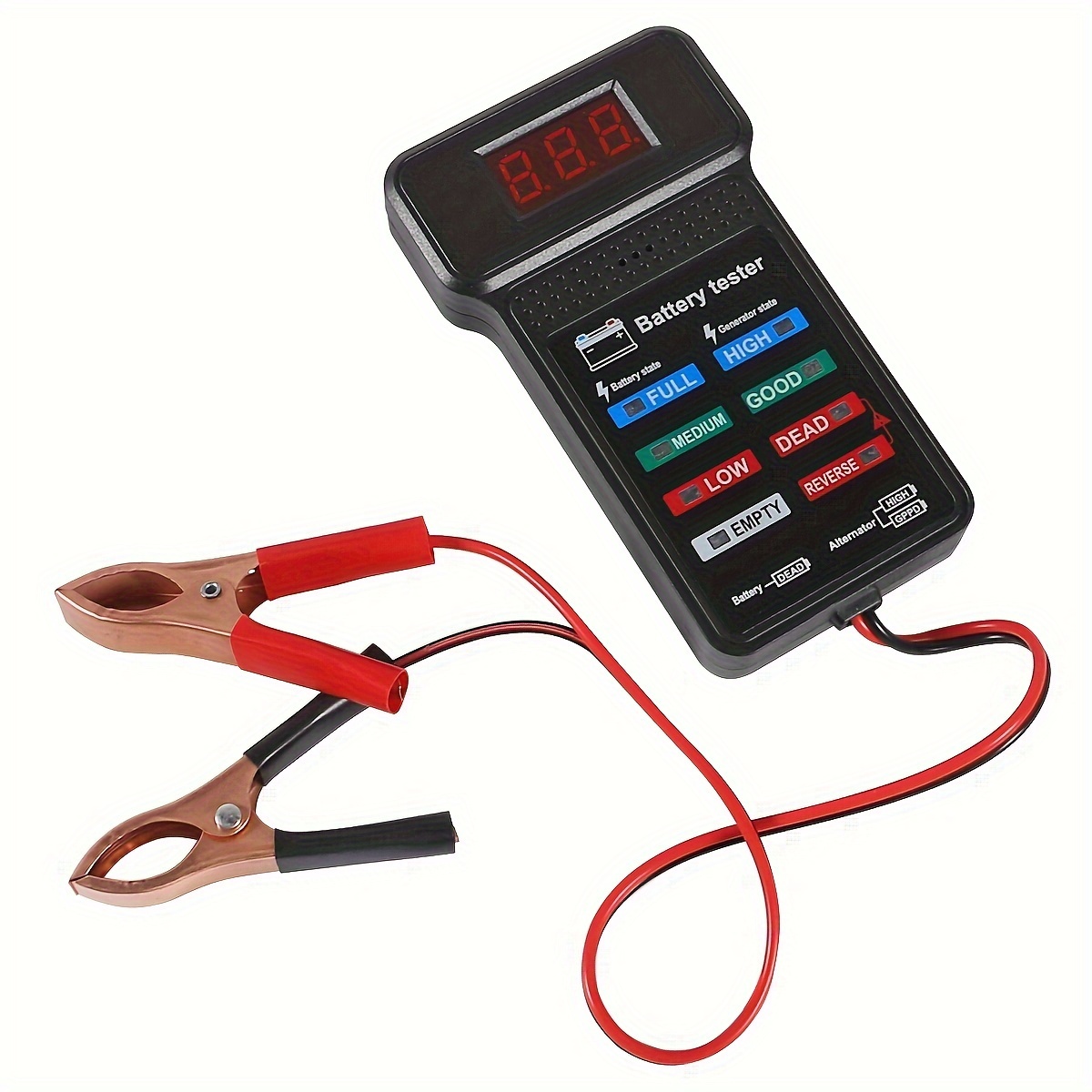 

12v Auto Battery Tester Led Display - Connection Alarm, Overvoltage For Car & Electrician Use