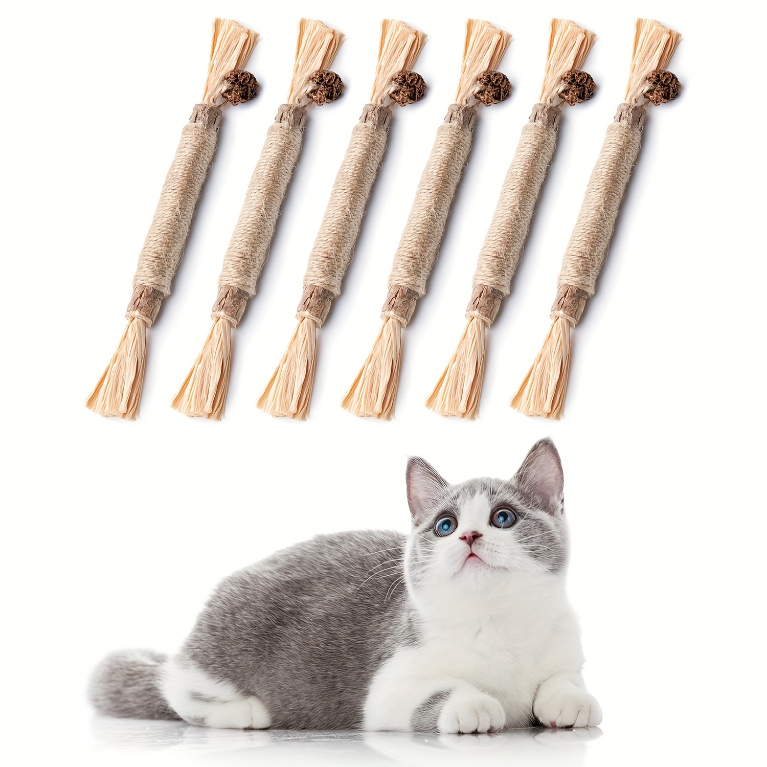 

6pcs Natural Sticks Cat Toys, Sticks, Kittens Chew Toys For Teeth Cleaning, Cat Treat, Consumable Kitty Lick Toys