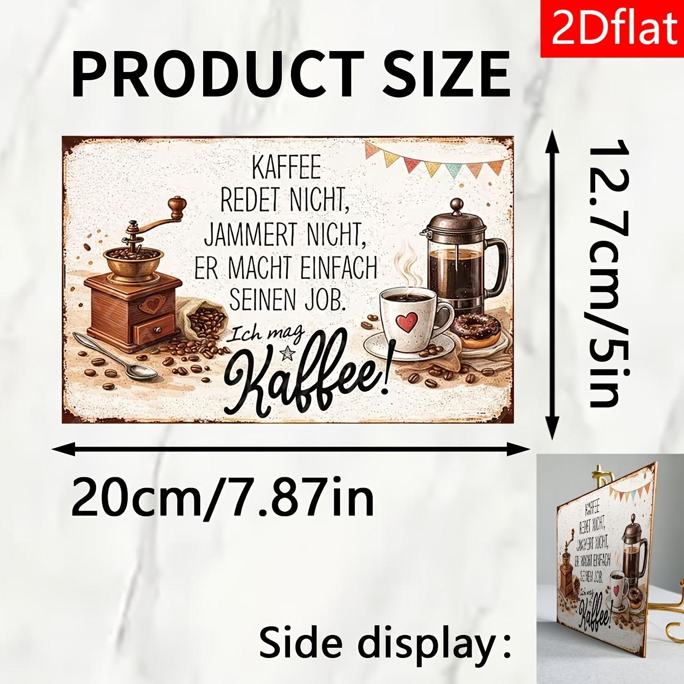 TEMU 2D-flache Wandkunst-Plakette mit deutschem Kaffee-Zitat „Kaffee redet nicht, er beschwert sich nicht“ – Holz, geeignet für Zuhause, Küchendekor