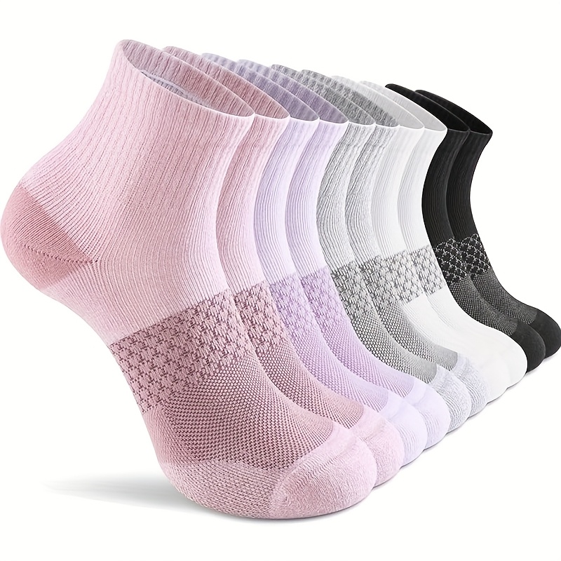 E-shop 5 Paar Damen Sport-Knöchelsocken mit Polsterung, atmungsaktiv mit dezentem Blumenmuster