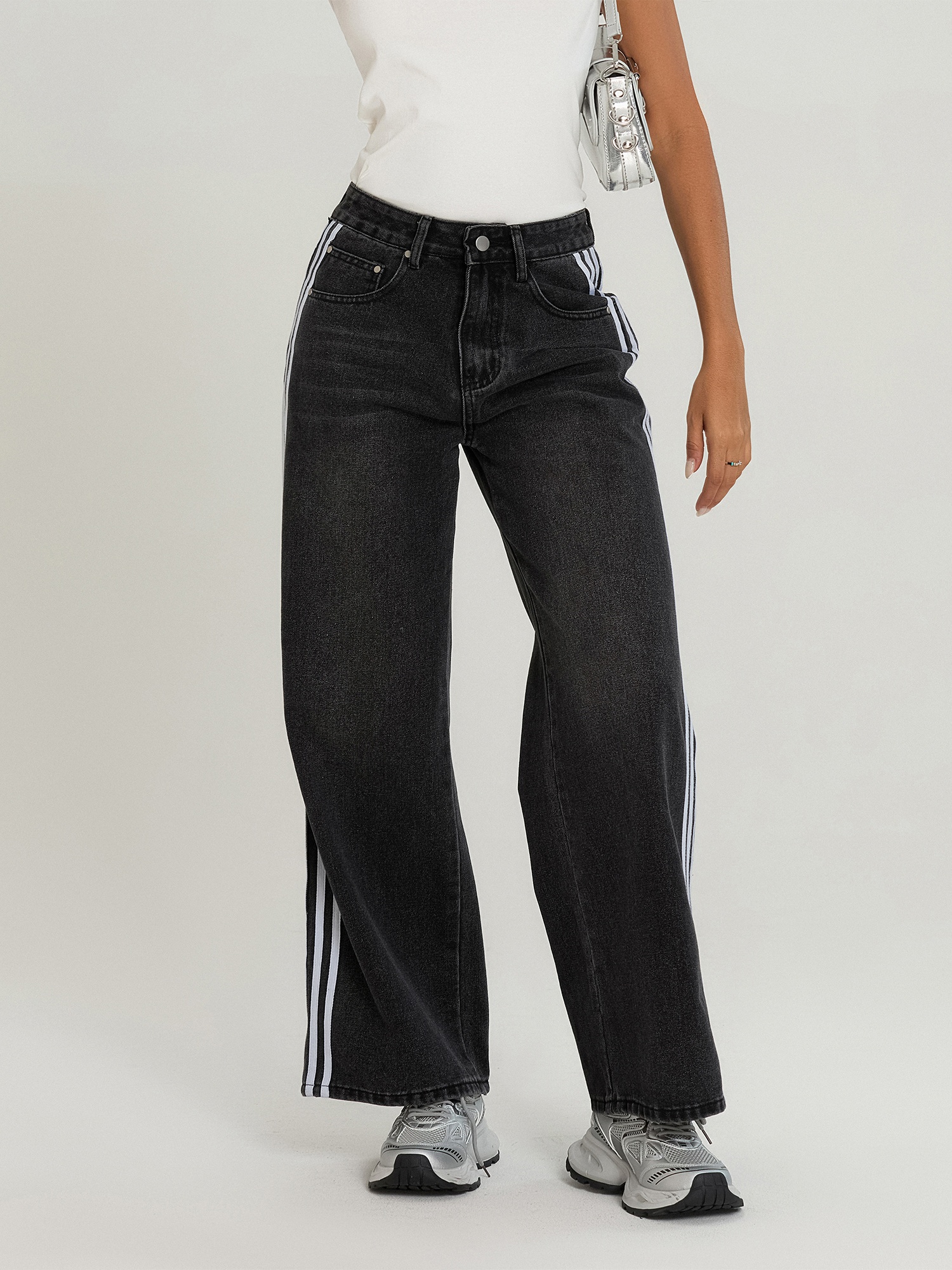 Baggy Jeans Black And White Colorblock Jeans ASOS DESIGN Smart
