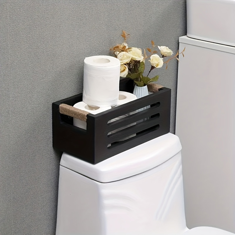 E-shop Holz Aufbewahrungskorb mit Griff, Badezimmer Dekorationsbox, Toilettenwasserbehälter Korb, Rustikale Holz Aufbewahrungsbox für Küche, Büro,