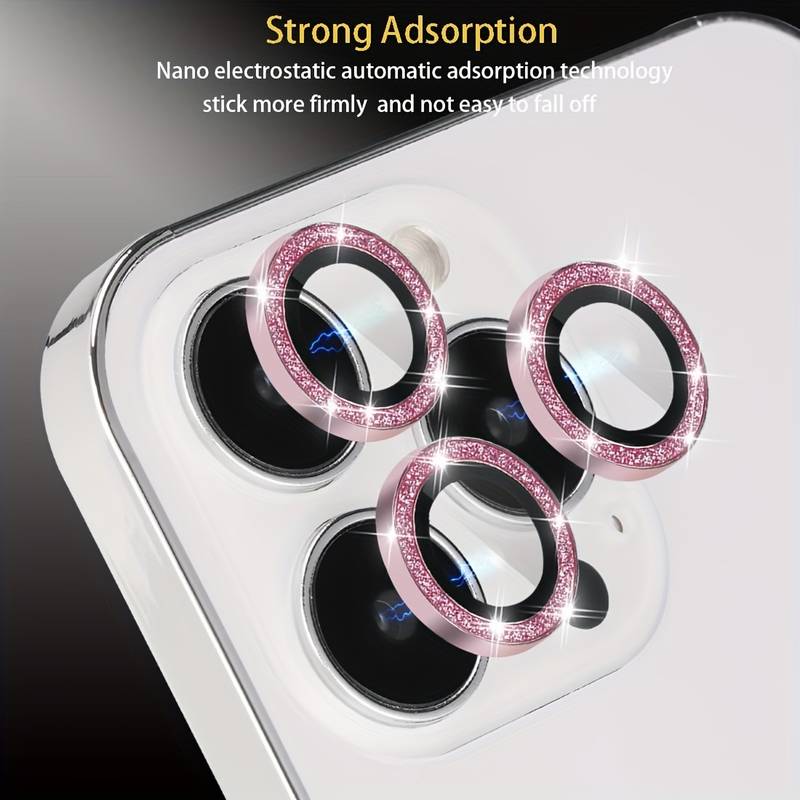 Glitter Camera Lens Protector Ring For IPhone 16/15/14/13/12/11 - Titanium Alloy
