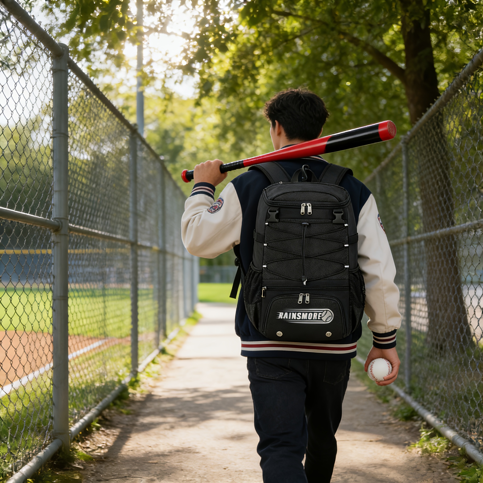 TEMU RAINSMORE Sac à dos professionnel grande capacité pour baseball/softball avec compartiment à chaussures séparé, adapté aux sports de baseball et