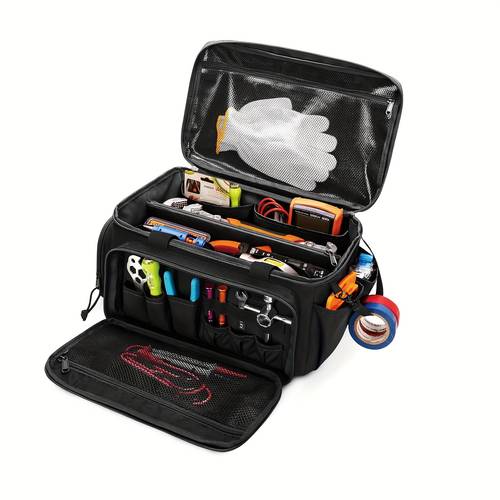 1 stück schwerlast-werkzeugtasche mit 14 zoll, mehreren fächern und reißverschluss – große elektriker-box, baustellenorganizer für handwerker, mechanikerwerkstatt-tasche – ideales geschenk für elektriker, & heimwerker (vatertag/muttertag) – langlebige schwarze stoffkonstruktion, große , organisierte fächer, robuste materialien, multifach-organizer, -werkzeugkasten, werkstatt-aufbewahrung, taktische arbeitsbeutel, verstärkte nähte, bauarbeiter-zubehör