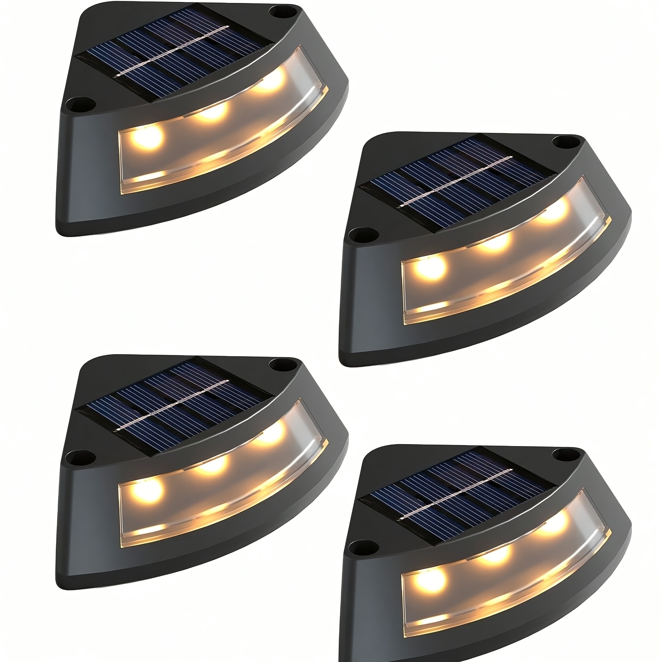 TEMU 4pcs Solar Step Lights Outdoor Ip44, Motion Sensor Auto Security Stair Lights For Patio Garden Deck Driveway, Energy Saving Landscape Pathway
