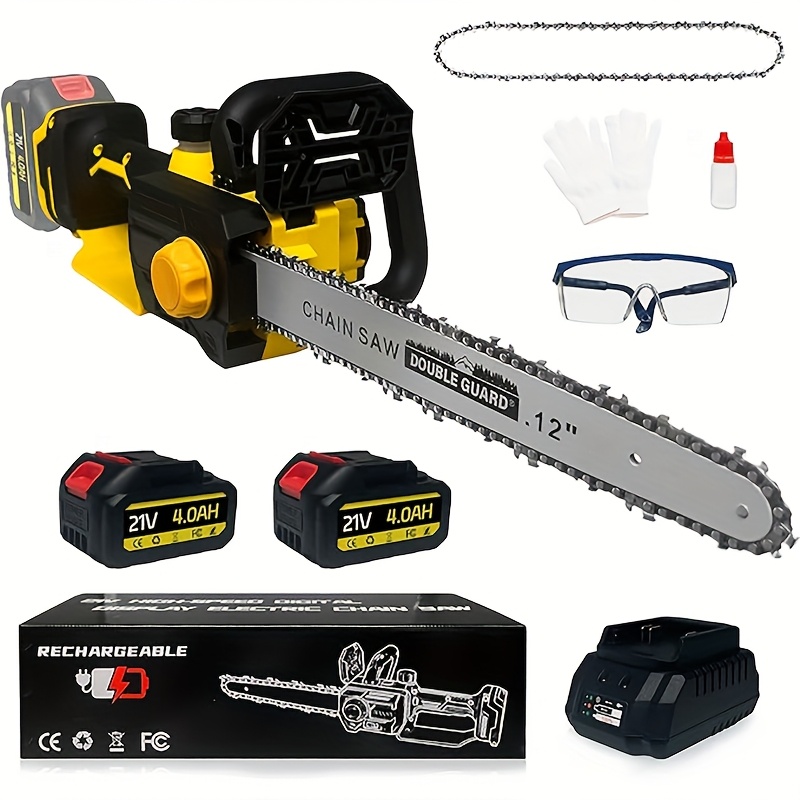 

12-inch Radio Chainsaw, Electric Chainsaw Kit, Brushless , Chain 39./second, 2 21v 4.0ah Batteries And Charger, 2 Spare Chains, For Wood Cutting And Branch Pruning