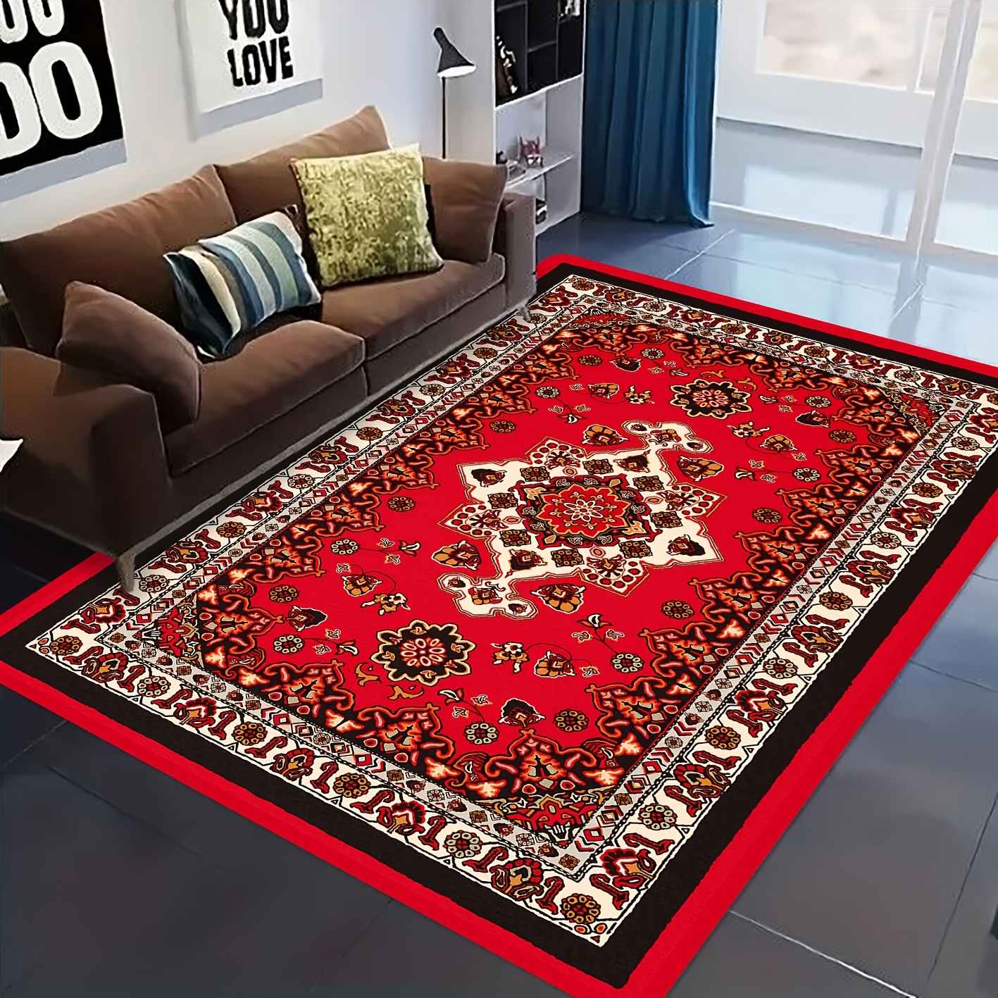 

Red Turkish- Bath Mat - -, Rug For Decor