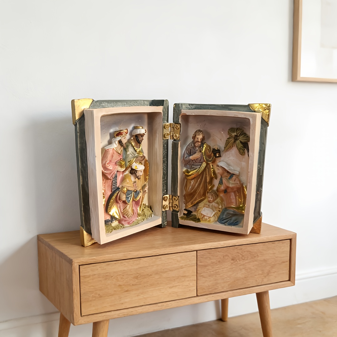 TEMU Christmas Gift, Christmas Eve Creative Holiday Nativity Scene Figurines For Interior Decoration