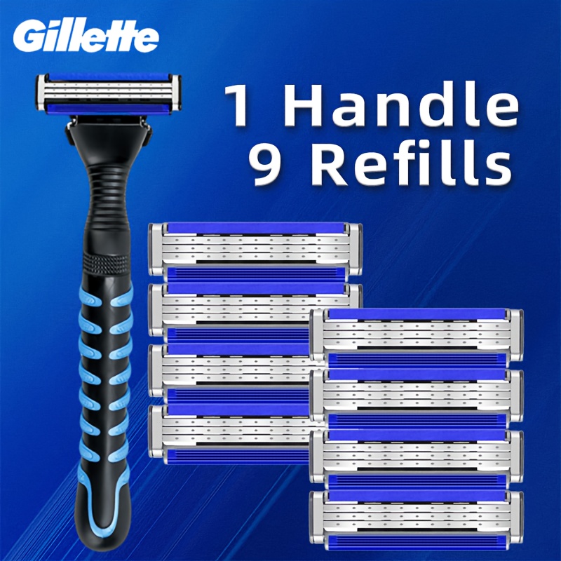 Gillette Vector 3 Razor Handle 9 Blade Refills Manual Shaver 3-layer Blade Shaver Men's Shaver
