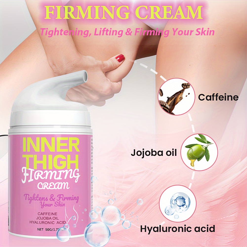 Unisex Inner Thigh Firming Cream, Unscented, Tighten & Lift Loose Skin, Jojoba & Hyaluronic Acid Enriched, All-Skin Types Compatible, with Caffeine, Honey, Shea Butter & Vitamin E, 1.764oz