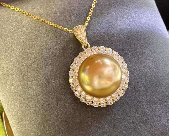 elegant 18k gold plated necklace with luxurious 14mm round shell pearl pendant perfect gift for her details 2