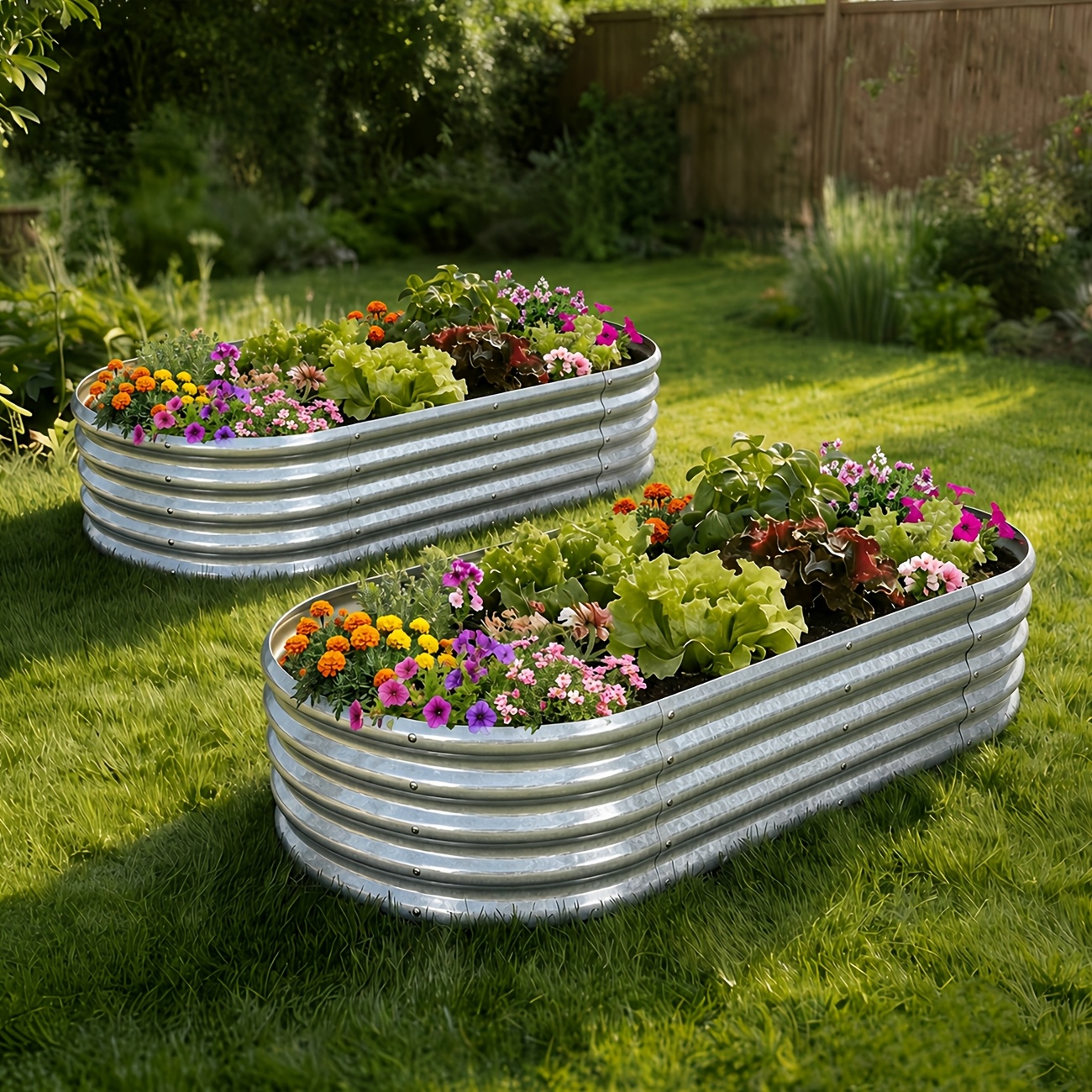 TEMU Oval Galvanized Raised Garden Bed, Heavy-duty Rust-resistant Large Metal Planting Box, Weather-resistant Outdoor Elevated Planter Ideal For