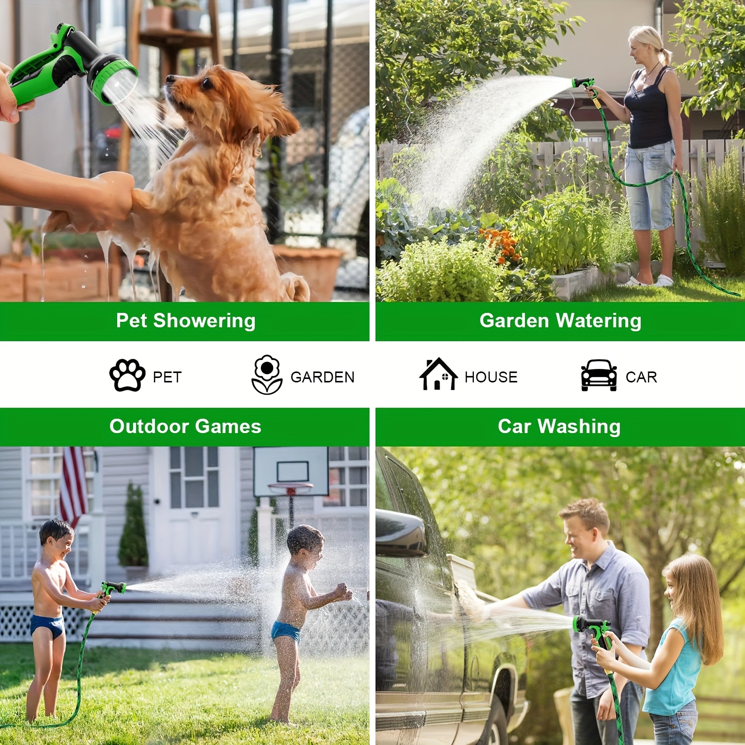Garden Hose with 10 Function Nozzle
