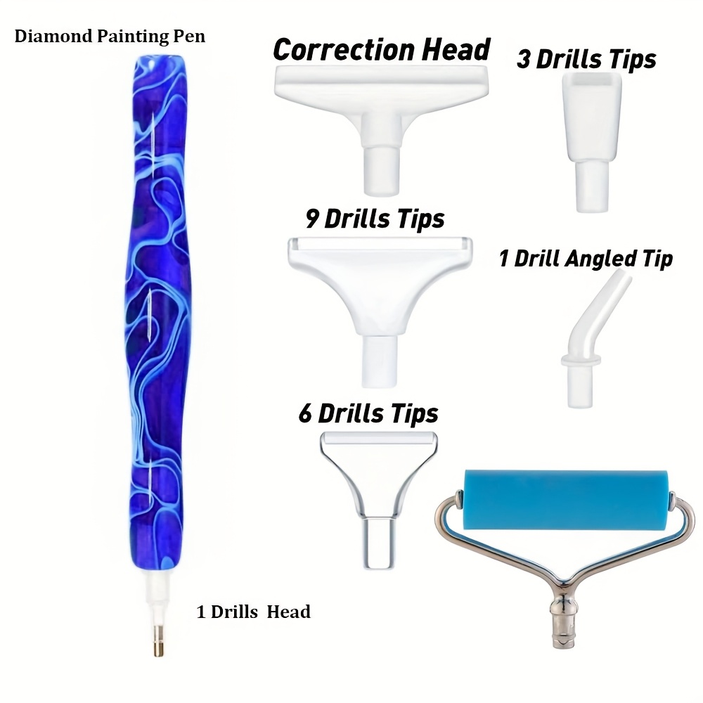 5d Painting Pen Tools Set Kit With Roller Pens Head Multi Tips Point Drill Rolling Tool Cross Stitch Embroidery Hobby Additions