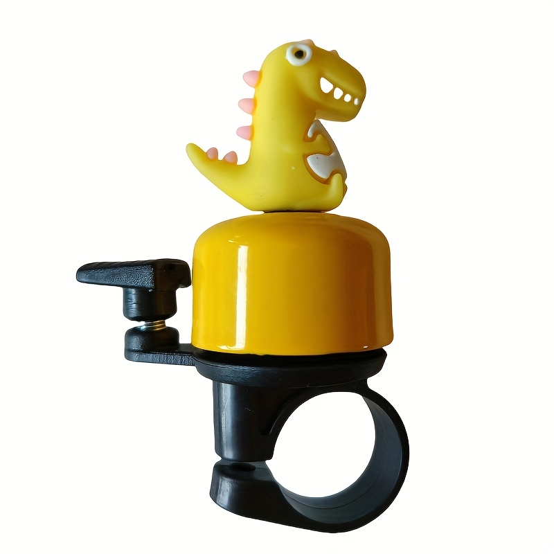 TEMU Cloche de vélo en fer avec thème de dinosaure - Bruit fort de 120 décibels, designs jaune vif, bleu, rose et vert avec des figures de dinosaures
