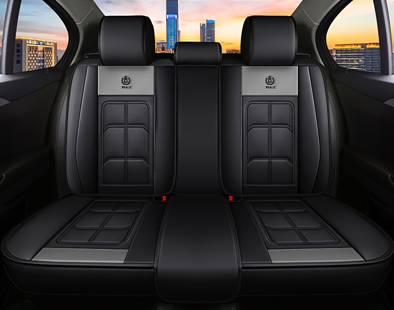 5pcs Full Set Car Seat Covers -  Fit for Most Sedans, SUVs & Trucks - Premium PU Leather, Waterproof & Breathable - Year-Round Protection