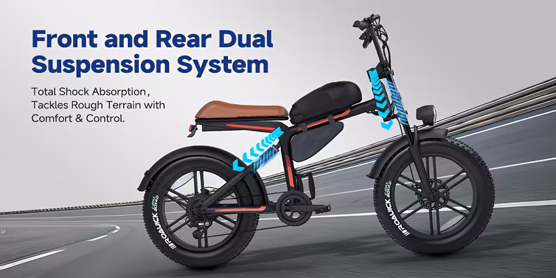 retro motorcycle style electric bike for 20 x4 0 tire 48v 18ah battery for 60 long range ideal for city commuting trail riding and leisure Product details 3