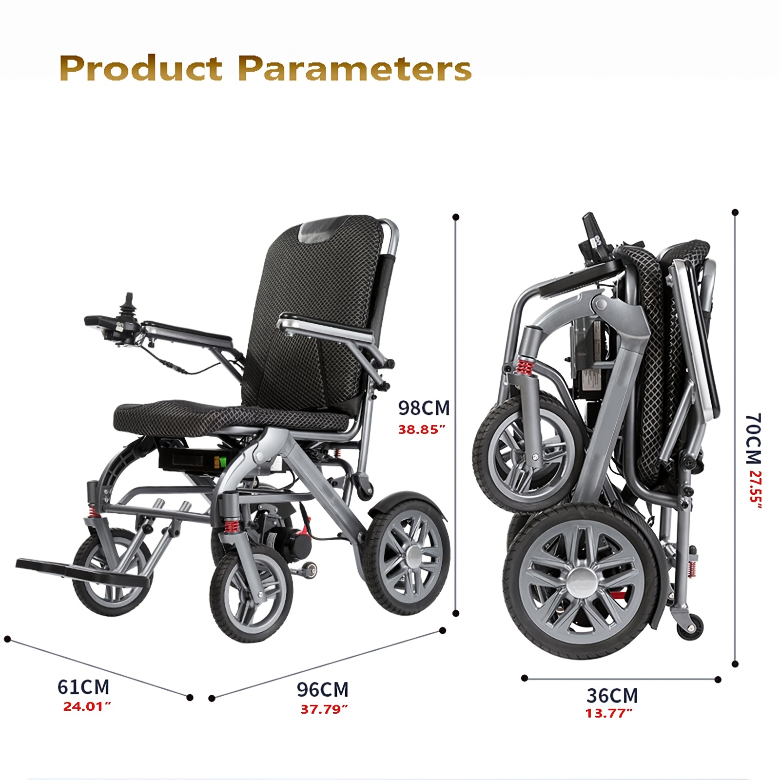 lightweight folding electric wheelchair a smart automatic aluminum alloy wheelchair designed for the elderly and disabled Product details 0