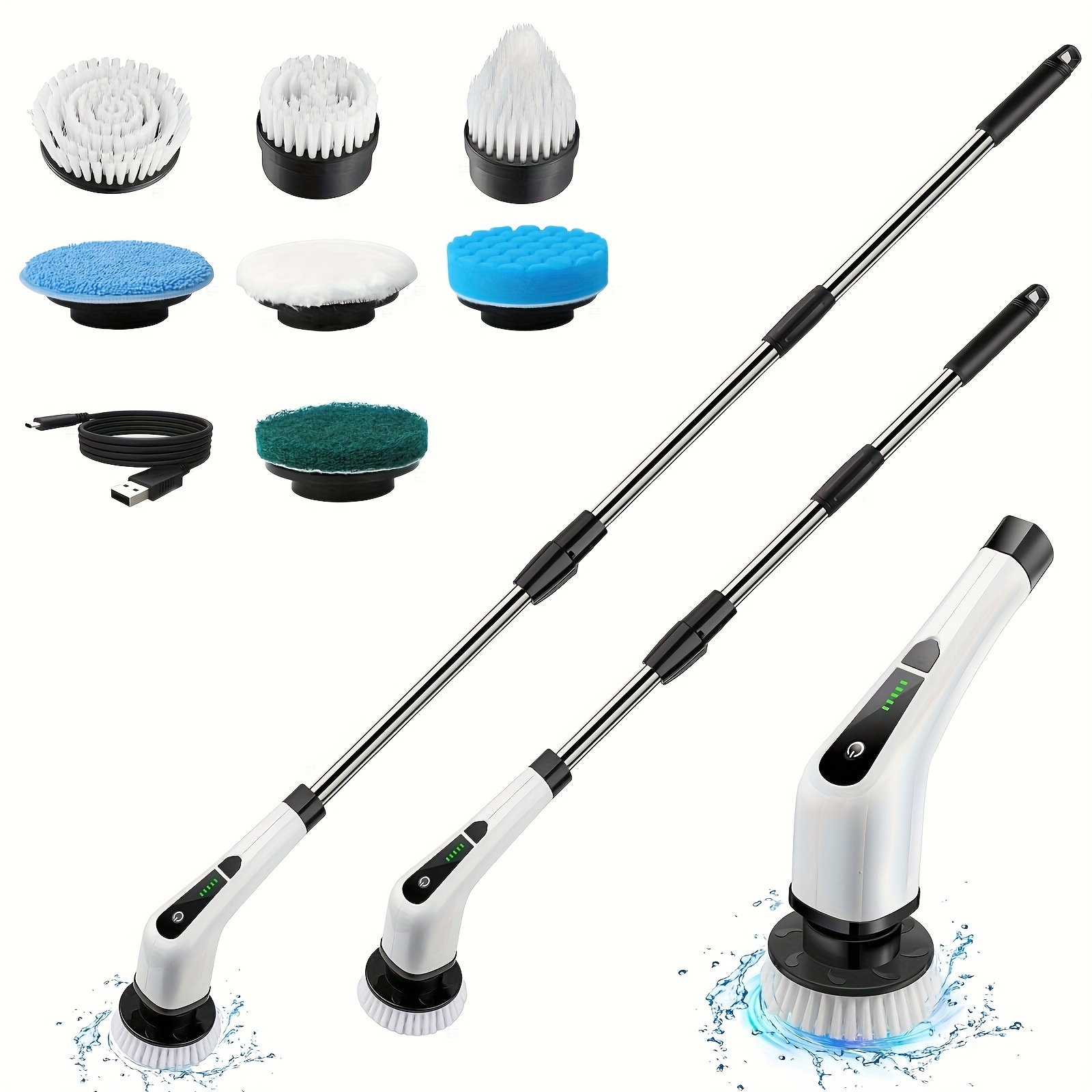 

[fast Arrival] 7-head Electric Spin Scrubber Brush - Cordless Adjustable Shower And With Detachable Handle And Rechargeable Battery For Bathroom, Tub, And Tile Cleaning - 2024 Model