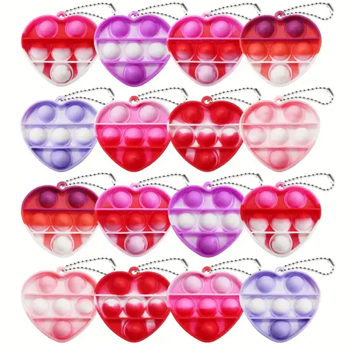  Regalos para el día de San Valentín para niños – Paquete de 24  tarjetas de San Valentín con pulseras POP de corazón – Juguetes sensoriales  Fidget para San Valentín para la