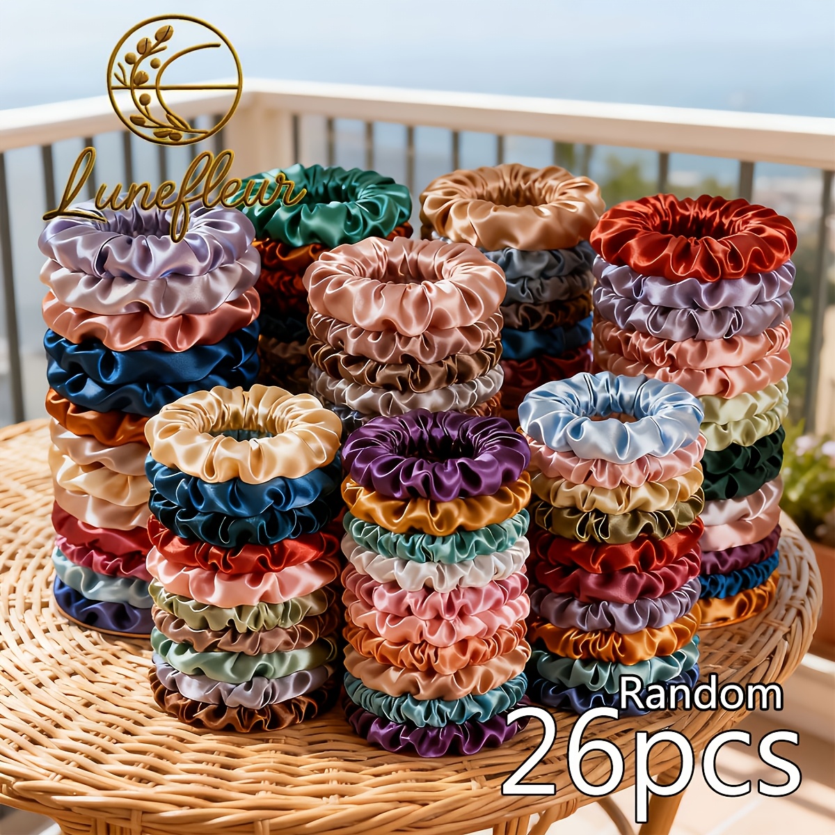 TEMU 26pcs Random Mini Satin Hair Scrunchies For Women, Spring Summer Candy Color Elastic Hair Ties, Mixed Color Ponytail Holders, Easter Valentine's