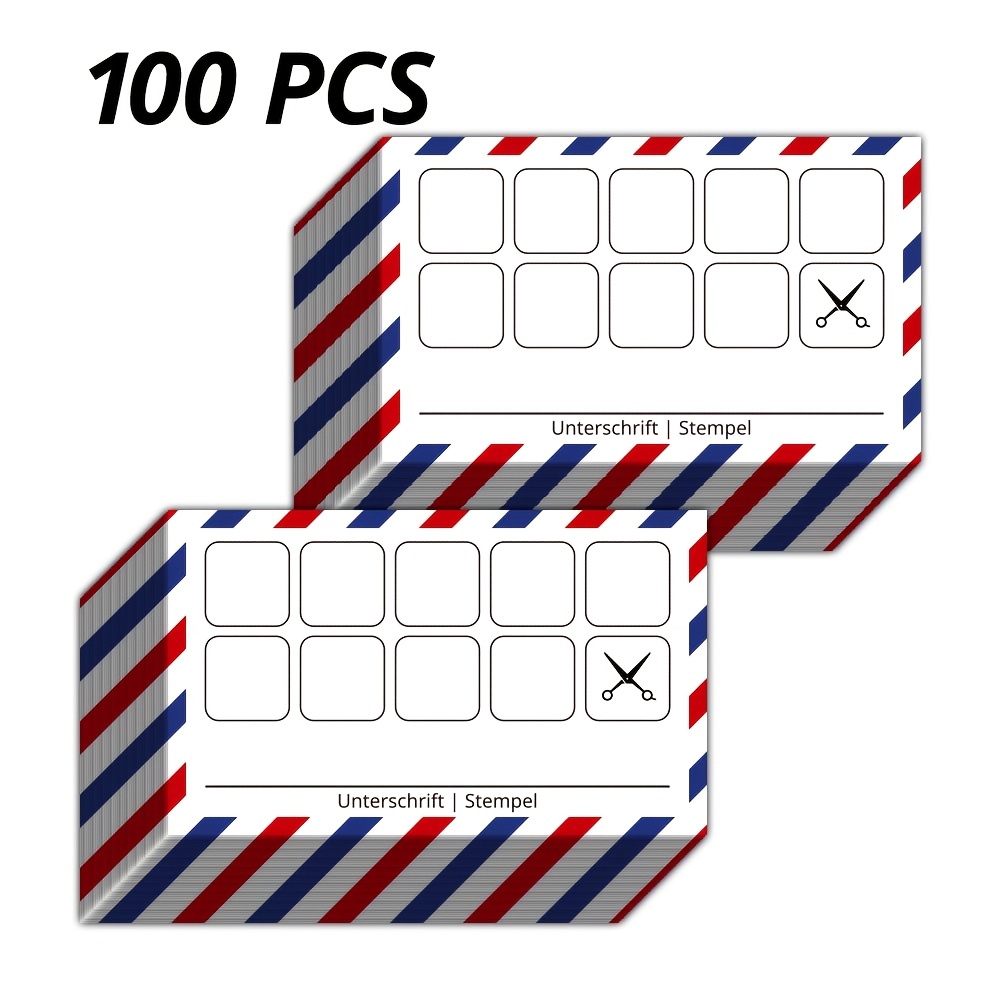 TEMU 50/100 - Pcs German Double-sided Printed Customer , Blank Stamp Collection Reward Cards, Vintage Aviation Envelope Style, Store Membership Punch