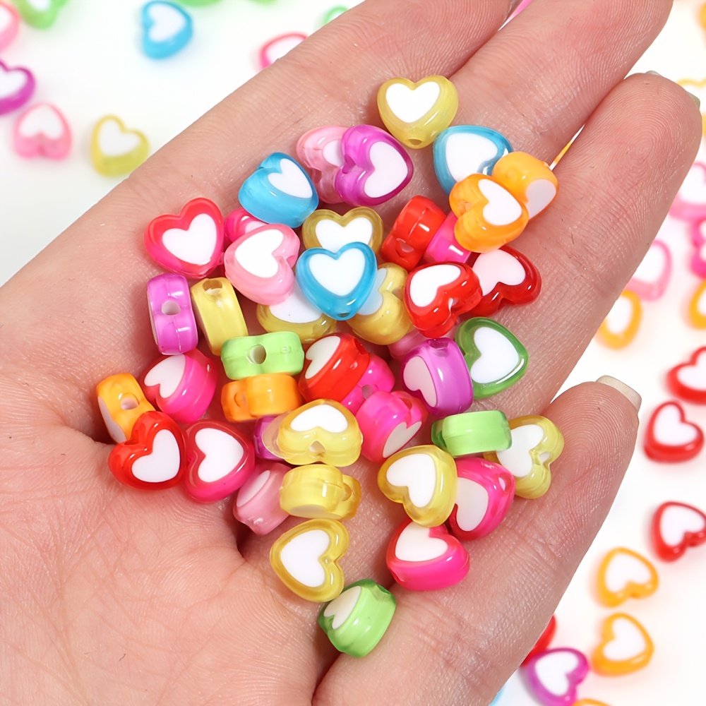 Image of 200pcs Set Of Pink, Red, And Blue Acrylic , Ideal For Valentine's Day Gifts, Couple Bracelets, And Diy Bracelet And Jewelry Accessories