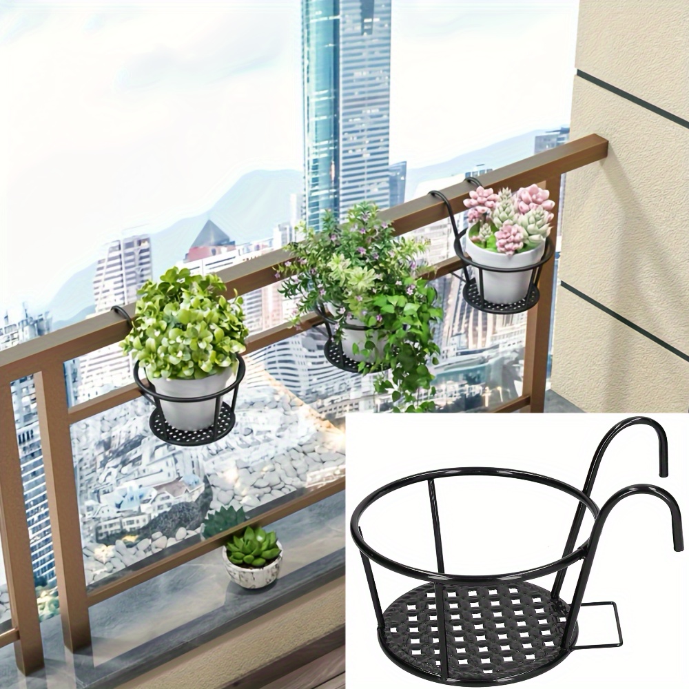 

2/3pcs Iron Hanging Plant Holder Over Metal Fence Planters, Hanging Bucket Holder For Patio Balcony Outdoor Plants