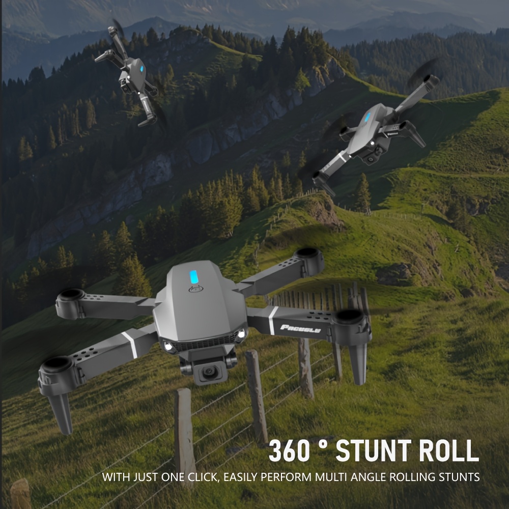 Drone FACEGLE E88 - Vol rotatif à 360°, contrôle élégant, ailes pliables, portable et léger, double caméra pour une capture précise, noir, gadgets technologiques, optique de haute qualité, construction robuste