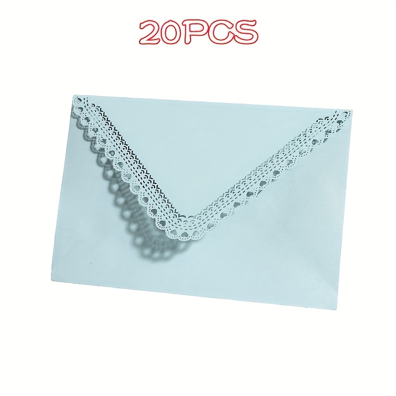 TEMU Pack de 20 Enveloppes Colorées à Bordure en Dentelle pour Cartes d'Invitation, Mariage et Anniversaire - Fournitures de Papeterie Élégantes de