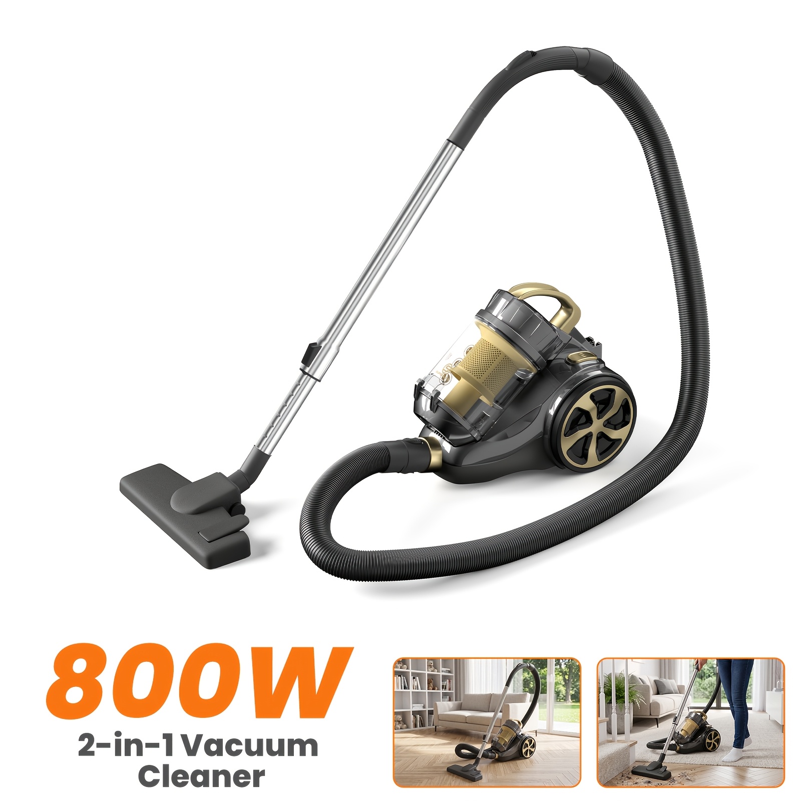 Image of Superlex Cylinder Vac Bagless Cylinder Vacuum Cleaner 800 W With Motor Protection And 5m Cable Includes Floor Nozzle, Metal Telescopic Tube And Nozzle For Hard Floors Carpets