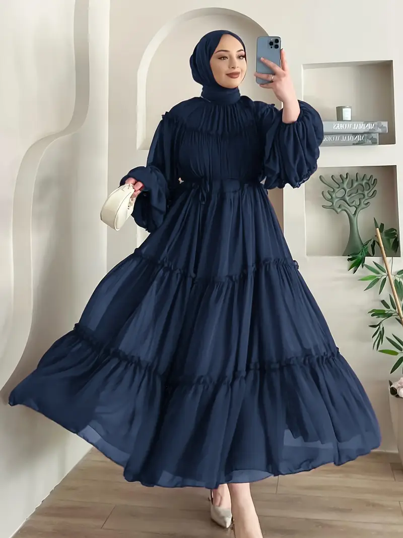 womens elegant arabic abaya dress ruffle hem long sleeve - Temu Bahrain womens elegant arabic abaya dress ruffle hem long sleeve - Temu Bahrain