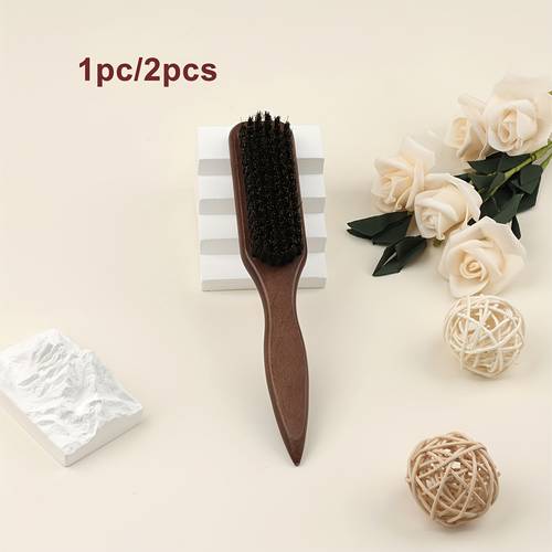 1pc 2pcs of brown wooden bristle smooth hair comb red nylon massage hair comb comfortable wooden handle used for styling thick curly hair into a sleek ponytail or bun wide tooth comb for sectioning and parting beard comb