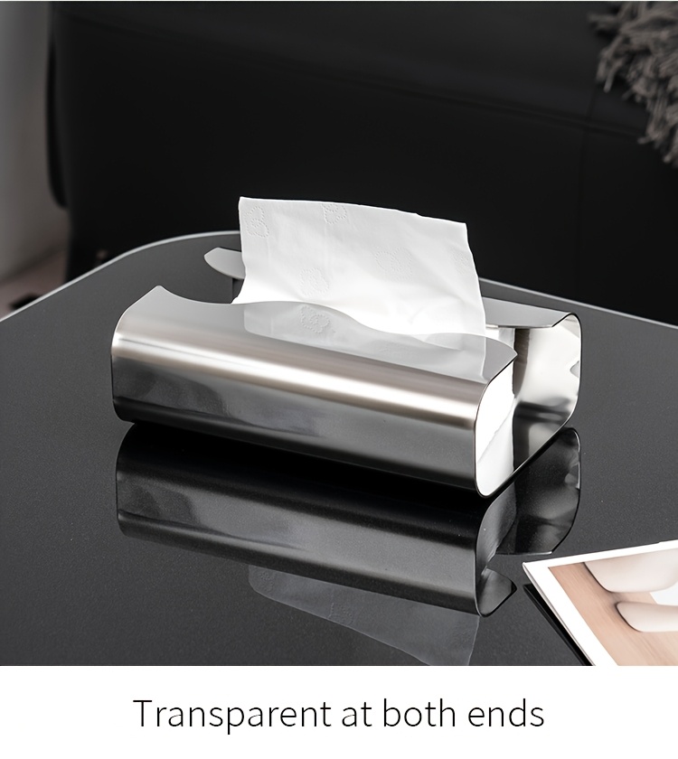 1pc 2pcsstainless steel tissue box napkin box face towel box polished     ideal for bathroom lounge living room   office use stylish design elegant metal texture   rectangular facial tissue holder Product details 4
