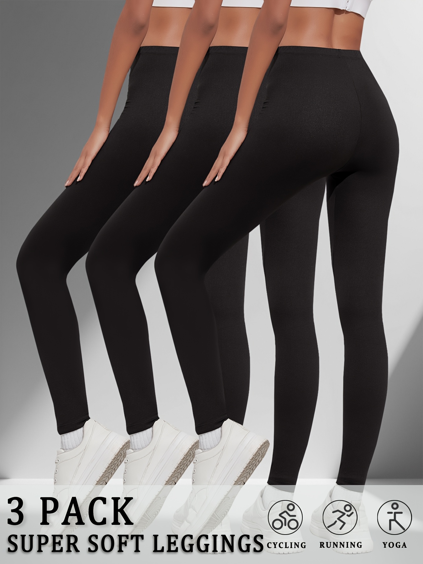 3-Pack Women's High-Waisted Full-Length Leggings