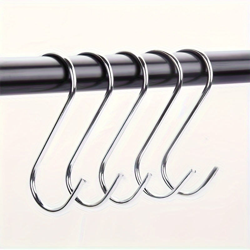 

10pcs Stainless Steel S-hooks, Multi-purpose Kitchen Bedroom Rail S-hooks, Fashion Style Metal Hanging Hooks For Closet Organizer