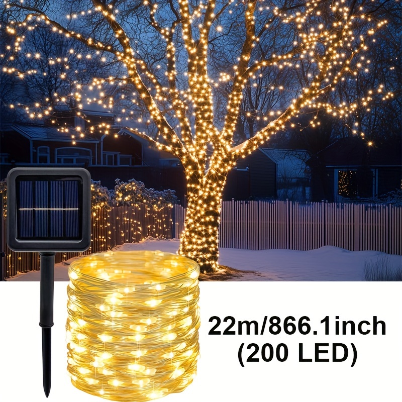 outdoor solar led string lights solar fairy string lights 8 mode dusk to dawn garden trees courtyard   wedding decorations halloween and christmas decorations camping lights   lights summer solar lights
