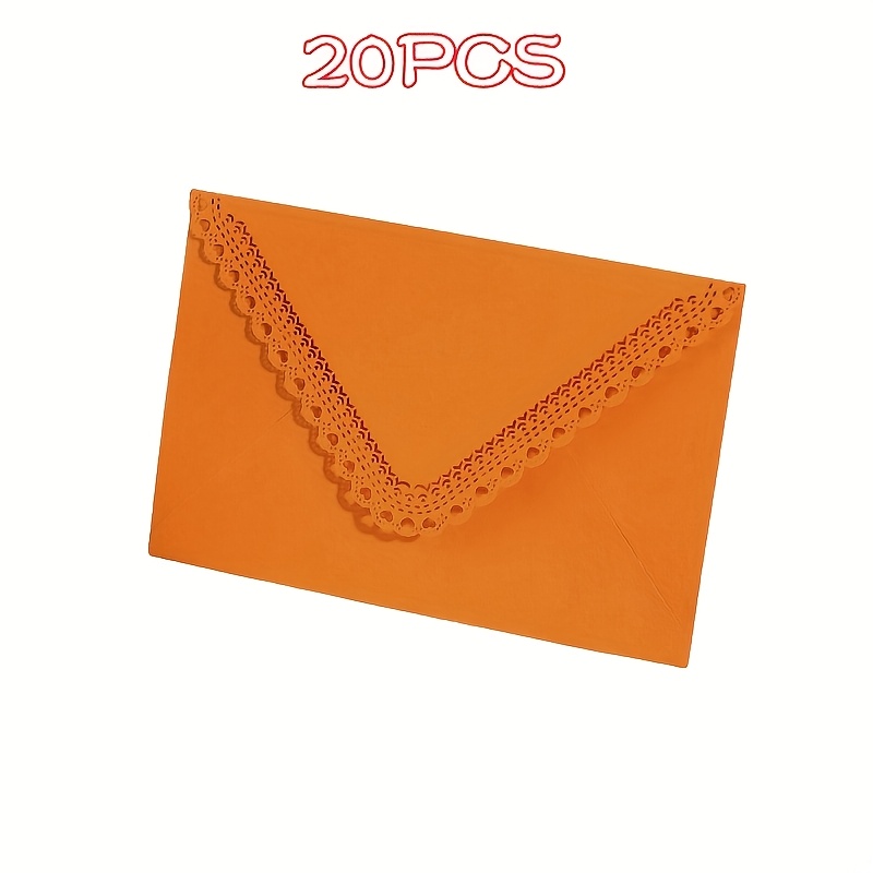 TEMU Pack de 20 Enveloppes Colorées à Bordure en Dentelle pour Cartes d'Invitation, Mariage et Anniversaire - Fournitures de Papeterie Élégantes de