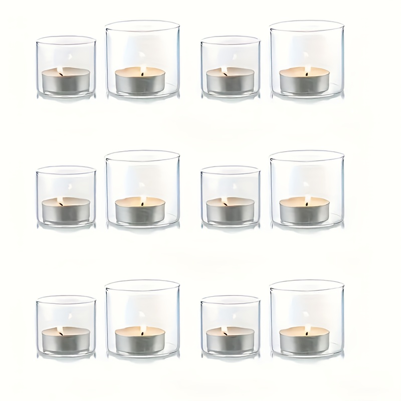 E-shop 12er-Pack Mini Glas Kerzenhalter, Kristall Teelicht Kerzenhalter, für schwimmende Kerzen, Geeignet für Valentinstag, Outdoor-Hochzeiten,
