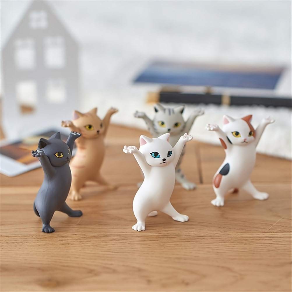 5PCS Anime Raising Hands Dancing Cat Model Cat Ornaments Cat Figures Toys For Children S Room Study Room Statues & Sculptures Home Decor_voghion.com