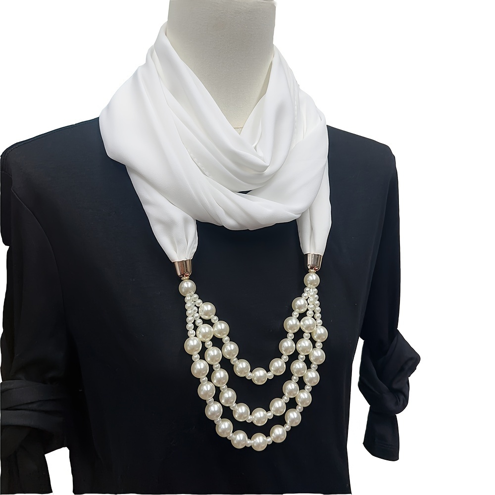 Decorations Scarf Necklaces Beaded Shoulder Scarves Chiffon Headscarves
