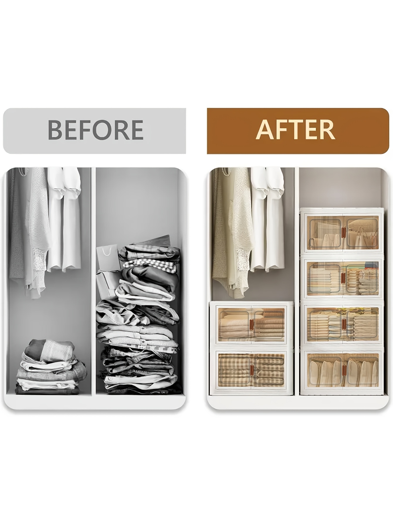 45/50Cm Oversized Folding Storage Cabinets with Wheels And LIDS - Foldable And Stackable Plastic Bins, Storage Cabinets for Household Storage And Organizing Appliances, Folding Storage Bins for Closets, Bedrooms, Kitchens, Office Storage