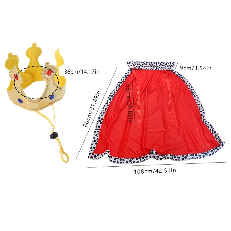 TEMU 2pcs Set Cape Crown Set Print Trimmed Cloak Party Christmas Pet Costume Apparel